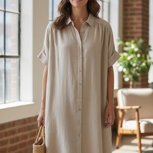 Well Worn Light Tan Shirt Dress